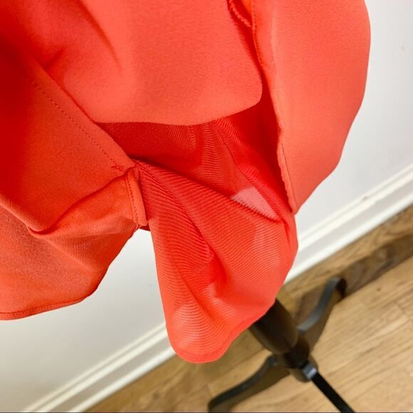 NWT Eclair‎ Orange Chiffon Halter-style Sleeveless Waterfall Cocktail Dress Sz M - Picture 10 of 13